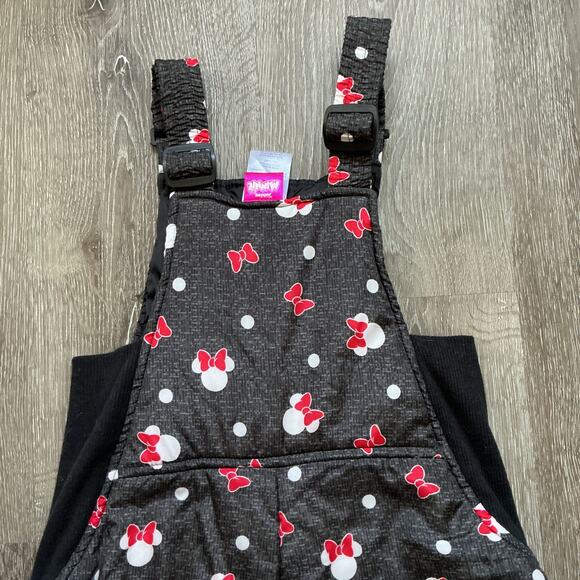 Girls 6X Disney Minnie Mouse Snow Pants Adjustable Bibs Gray Pink - Picture 7 of 11